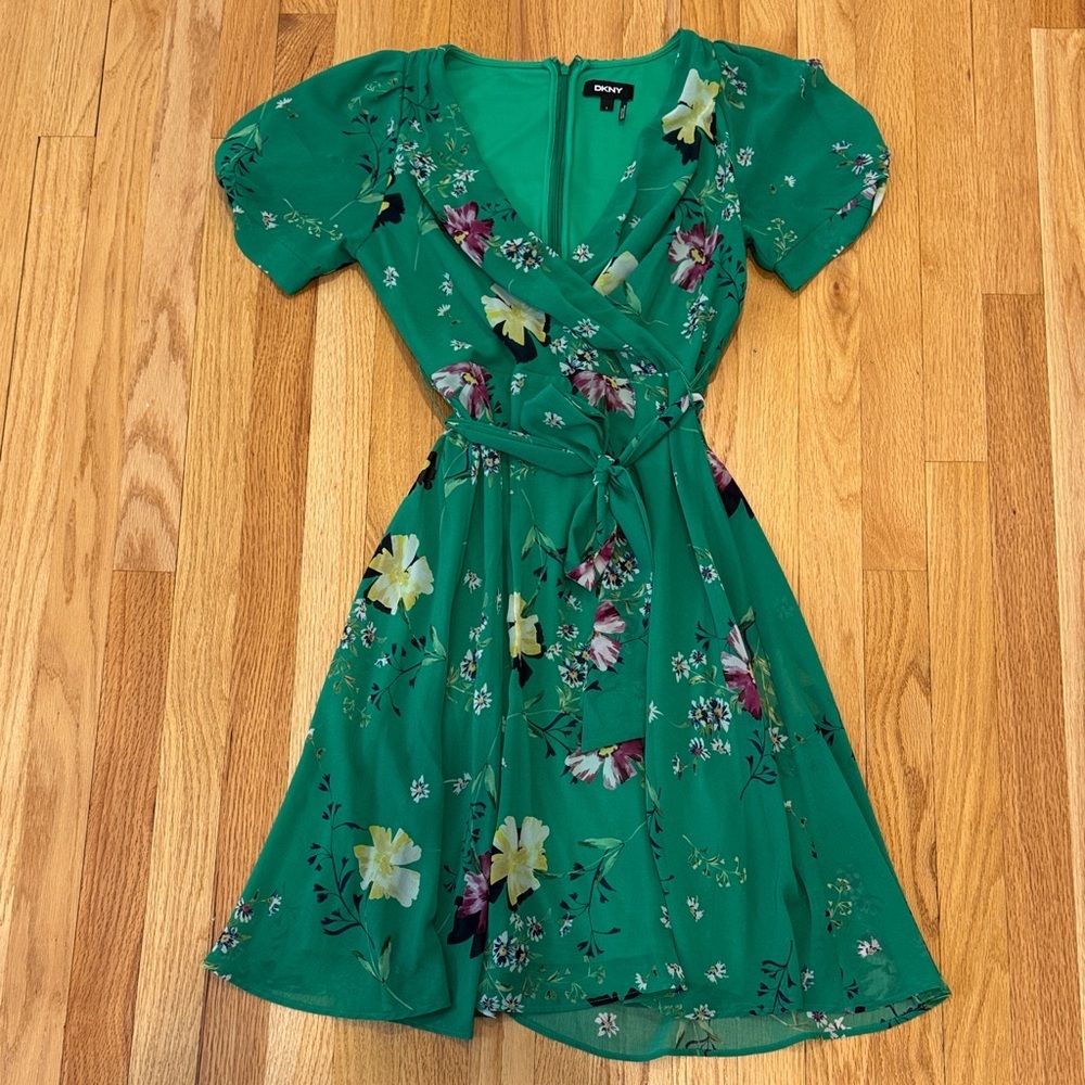 DKNY Green Floral Mini Dress